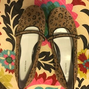 Girls NEW Sz 3.5 Nordstrom suede-like Leopard Flat